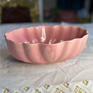 Vintage Pink Scalloped Ceramic Bowl/Planter